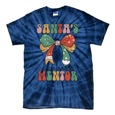 SantaS Favorite Mentor Coquette Bow Christmas Merry Xmas Tie-Dye T-Shirt