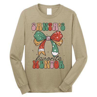 SantaS Favorite Mentor Coquette Bow Christmas Merry Xmas Long Sleeve Shirt