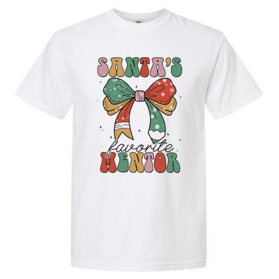 SantaS Favorite Mentor Coquette Bow Christmas Merry Xmas Garment-Dyed Heavyweight T-Shirt