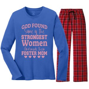 Strongest Foster Mom Mommy Quotes Mother's Day Cute Gift Women's Long Sleeve Flannel Pajama Set 