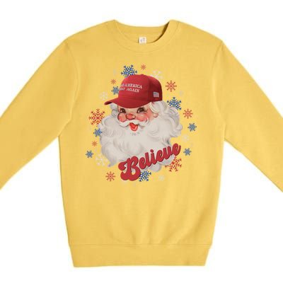 Santa Face Maga Trump Santa Hat Retro Make Christmas Great Gift Premium Crewneck Sweatshirt