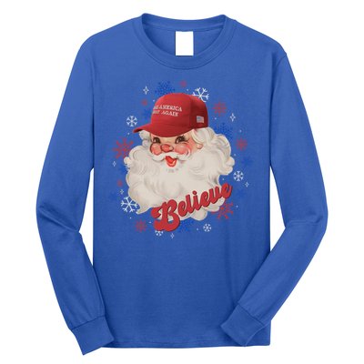 Santa Face Maga Trump Santa Hat Retro Make Christmas Great Gift Long Sleeve Shirt