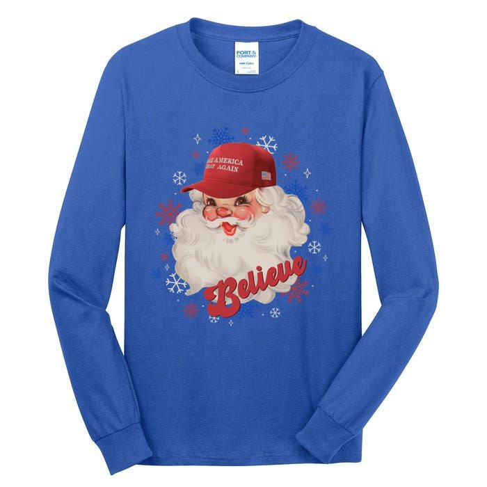 Santa Face Maga Trump Santa Hat Retro Make Christmas Great Gift Tall Long Sleeve T-Shirt