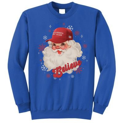 Santa Face Maga Trump Santa Hat Retro Make Christmas Great Gift Tall Sweatshirt