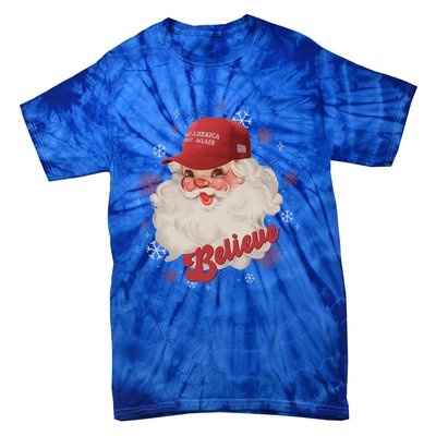 Santa Face Maga Trump Santa Hat Retro Make Christmas Great Gift Tie-Dye T-Shirt