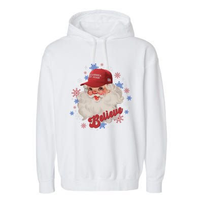 Santa Face Maga Trump Santa Hat Retro Make Christmas Great Gift Garment-Dyed Fleece Hoodie