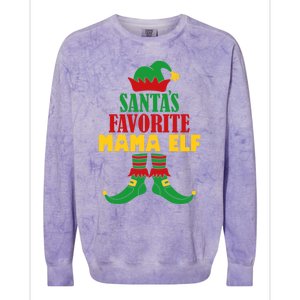 SantaS Favorite Mama Elf Christmas Matching Holiday Gift Colorblast Crewneck Sweatshirt