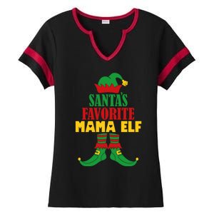 SantaS Favorite Mama Elf Christmas Matching Holiday Gift Ladies Halftime Notch Neck Tee