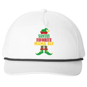 SantaS Favorite Mama Elf Christmas Matching Holiday Gift Snapback Five-Panel Rope Hat