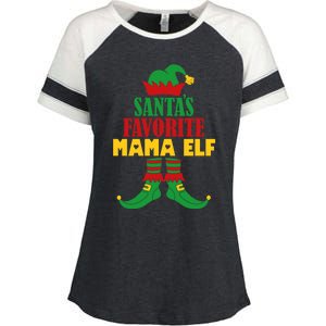 SantaS Favorite Mama Elf Christmas Matching Holiday Gift Enza Ladies Jersey Colorblock Tee