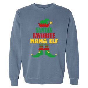 SantaS Favorite Mama Elf Christmas Matching Holiday Gift Garment-Dyed Sweatshirt