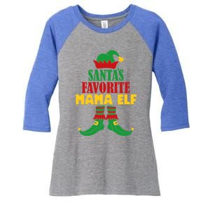 SantaS Favorite Mama Elf Christmas Matching Holiday Gift Women's Tri-Blend 3/4-Sleeve Raglan Shirt