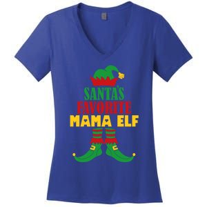 SantaS Favorite Mama Elf Christmas Matching Holiday Gift Women's V-Neck T-Shirt