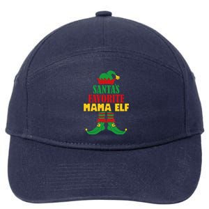 SantaS Favorite Mama Elf Christmas Matching Holiday Gift 7-Panel Snapback Hat