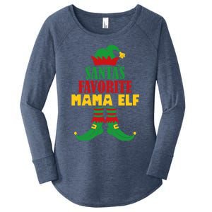 SantaS Favorite Mama Elf Christmas Matching Holiday Gift Women's Perfect Tri Tunic Long Sleeve Shirt