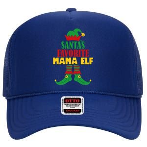 SantaS Favorite Mama Elf Christmas Matching Holiday Gift High Crown Mesh Back Trucker Hat