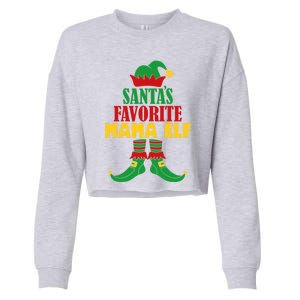 SantaS Favorite Mama Elf Christmas Matching Holiday Gift Cropped Pullover Crew