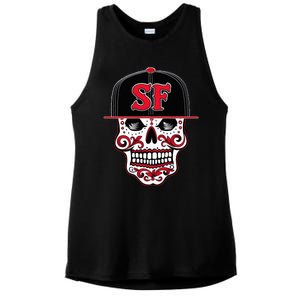 San Francisco Mexican Sugar Skull Design Bay Area Ladies PosiCharge Tri-Blend Wicking Tank