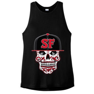 San Francisco Mexican Sugar Skull Design Bay Area Ladies PosiCharge Tri-Blend Wicking Tank