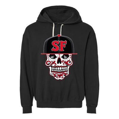 San Francisco Mexican Sugar Skull Design Bay Area Garment-Dyed Fleece Hoodie