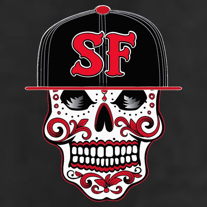 San Francisco Mexican Sugar Skull Design Bay Area 7 Panel Mesh Trucker Snapback Hat
