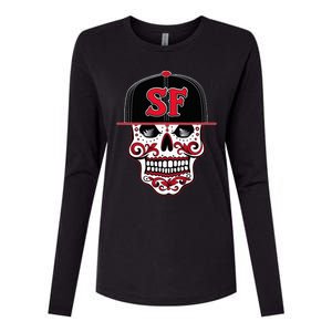 San Francisco Mexican Sugar Skull Design Bay Area Womens Cotton Relaxed Long Sleeve T-Shirt