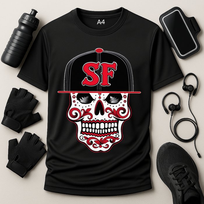 San Francisco Mexican Sugar Skull Design Bay Area Cooling Performance Crew T-Shirt