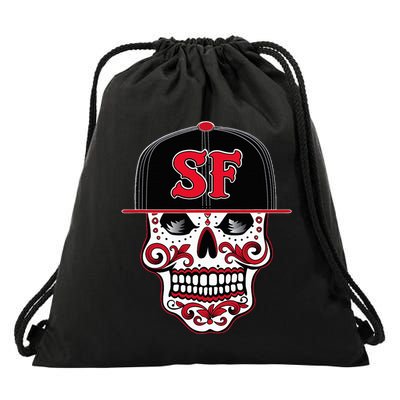San Francisco Mexican Sugar Skull Design Bay Area Drawstring Bag