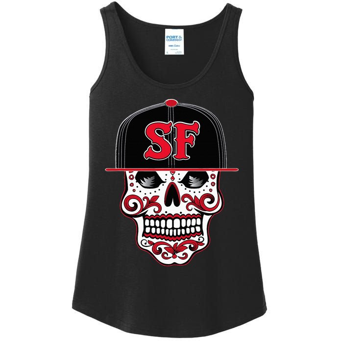 San Francisco Mexican Sugar Skull Design Bay Area Ladies Essential Tank