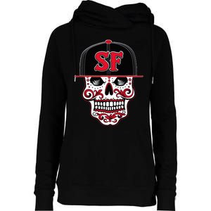 San Francisco Mexican Sugar Skull Design Bay Area Womens Funnel Neck Pullover Hood