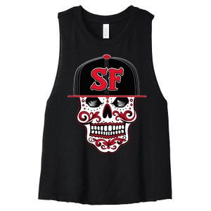 San Francisco Mexican Sugar Skull Design Bay Area Women's Racerback Cropped Tank