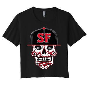 San Francisco Mexican Sugar Skull Design Bay Area Women's Crop Top Tee