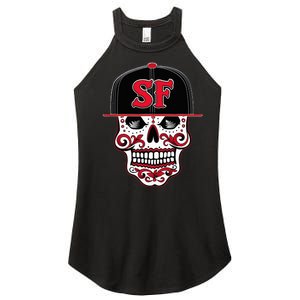 San Francisco Mexican Sugar Skull Design Bay Area Women's Perfect Tri Rocker Tank