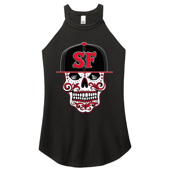 San Francisco Mexican Sugar Skull Design Bay Area Women's Perfect Tri Rocker Tank