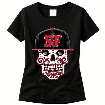 San Francisco Mexican Sugar Skull Design Bay Area Womens T-Shirt