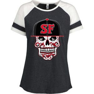 San Francisco Mexican Sugar Skull Design Bay Area Enza Ladies Jersey Colorblock Tee