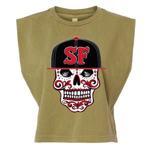 San Francisco Mexican Sugar Skull Design Bay Area Garment-Dyed Women's Muscle Tee