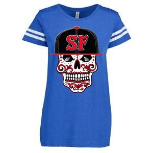 San Francisco Mexican Sugar Skull Design Bay Area Enza Ladies Jersey Football T-Shirt