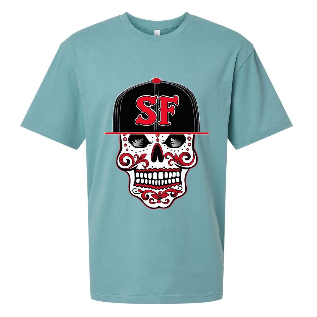 San Francisco Mexican Sugar Skull Design Bay Area Sueded Cloud Jersey T-Shirt