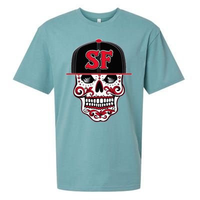 San Francisco Mexican Sugar Skull Design Bay Area Sueded Cloud Jersey T-Shirt