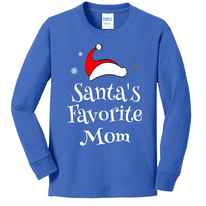 SantaS Favorite Mom Christmas Xmas Family Matching Holiday Gift Kids Long Sleeve Shirt