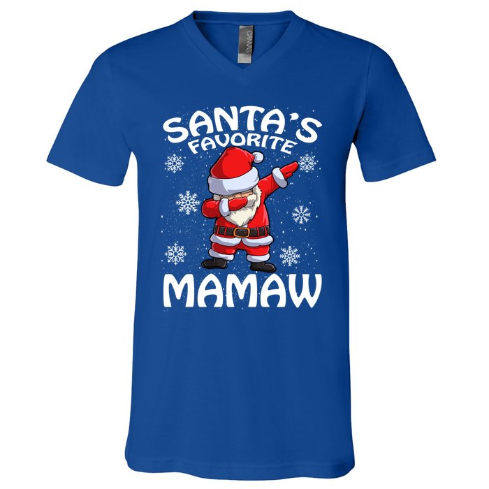 Santas Favorite Mamaw Christmas Gift V-Neck T-Shirt