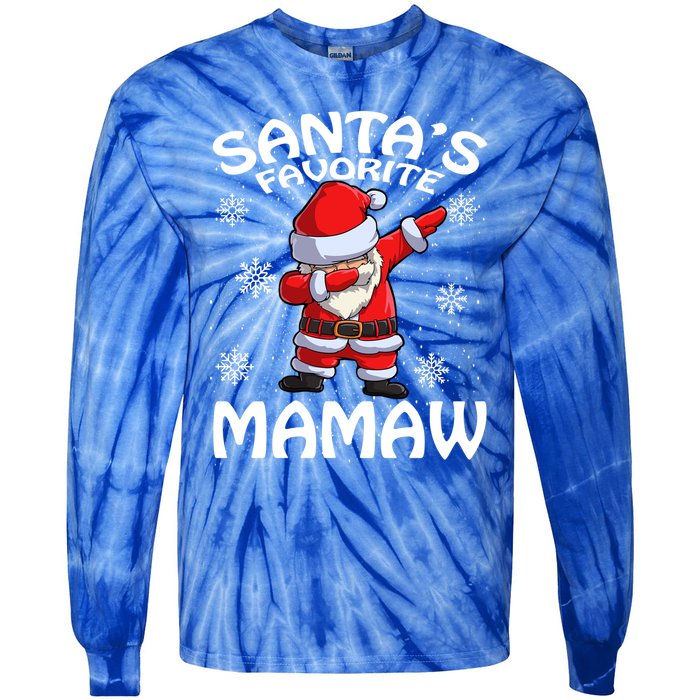 Santas Favorite Mamaw Christmas Gift Tie-Dye Long Sleeve Shirt