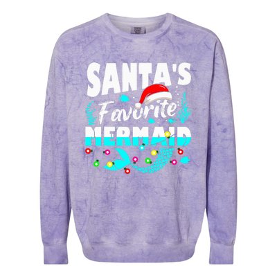 Santa's Favorite Mermaid Lover Christmas Xmas Funny Colorblast Crewneck Sweatshirt