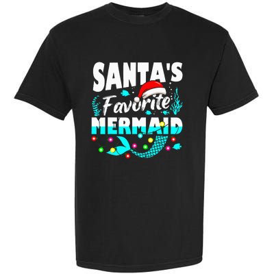 Santa's Favorite Mermaid Lover Christmas Xmas Funny Garment-Dyed Heavyweight T-Shirt