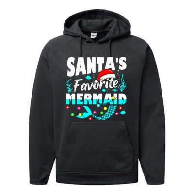 Santa's Favorite Mermaid Lover Christmas Xmas Funny Performance Fleece Hoodie