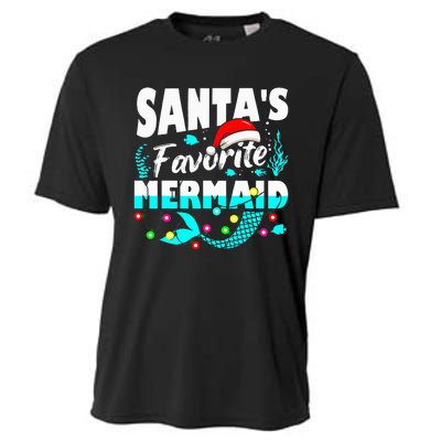 Santa's Favorite Mermaid Lover Christmas Xmas Funny Cooling Performance Crew T-Shirt