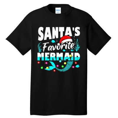 Santa's Favorite Mermaid Lover Christmas Xmas Funny Tall T-Shirt