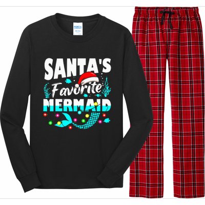 Santa's Favorite Mermaid Lover Christmas Xmas Funny Long Sleeve Pajama Set