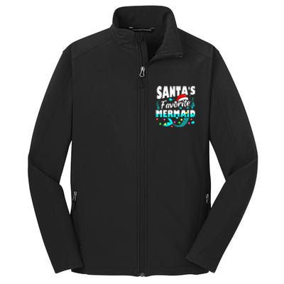 Santa's Favorite Mermaid Lover Christmas Xmas Funny Core Soft Shell Jacket